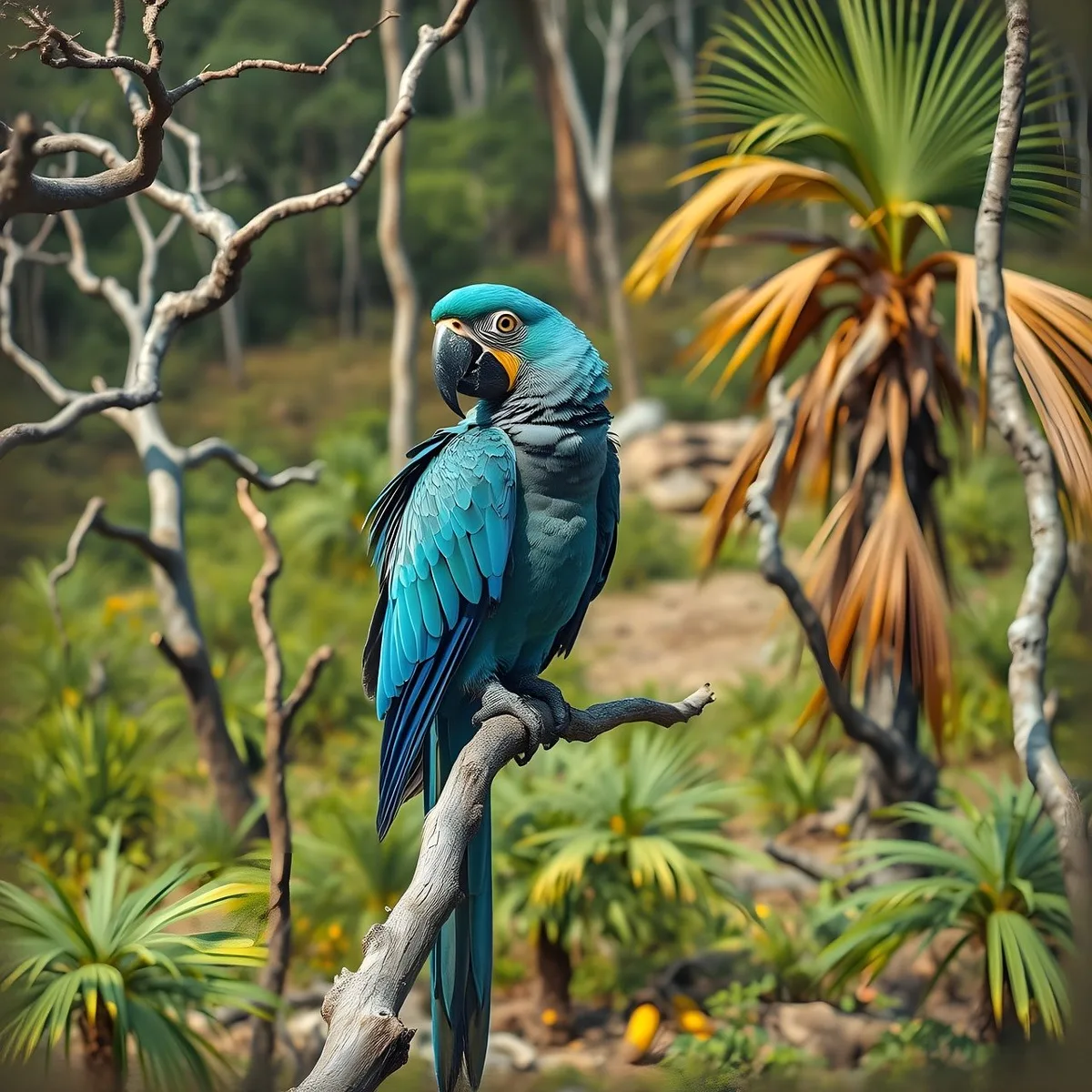 Spix's Macaw parrot from Central & South America - 22 inches (56 cm). Weight: 300g (10.5 oz)